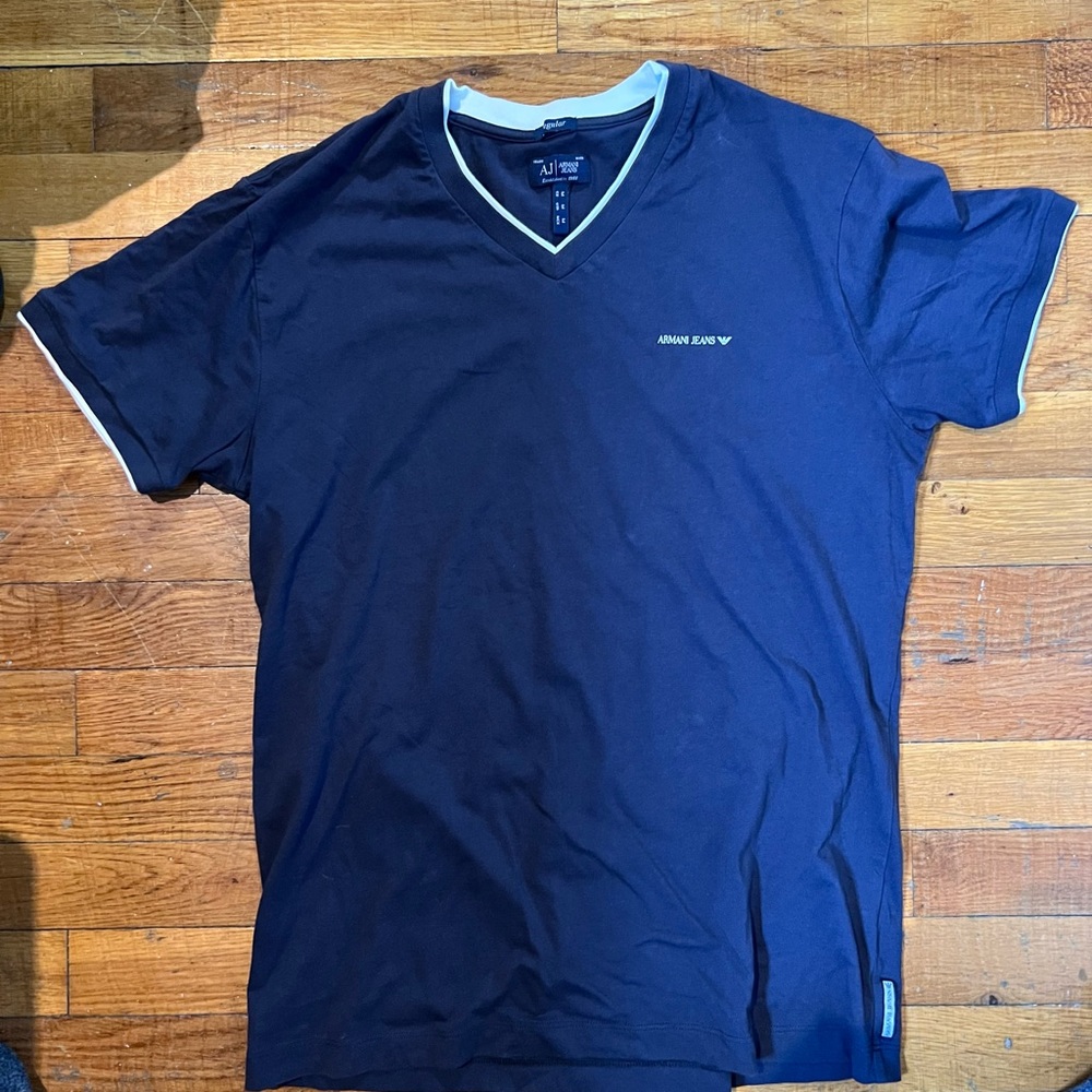 Armani jeans V-neck t-shirt; men